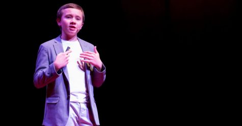 Jack Bonneau giving a speech for the youth of today saying that they should look at other kids as their own role models at the 2018 Spring TEDxBoulder event. “There are so many kids that we can look up to. To see ourselves in their shoes. Their journey to inspire us to embark on our own journey, our own path. We can see ourselves in them because they are just like us.” Image and quote courtesy of TEDxBoulder