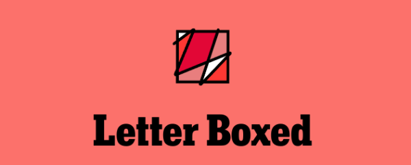 A small multicolored box with lines running across it. Underneath it was Letter Boxed